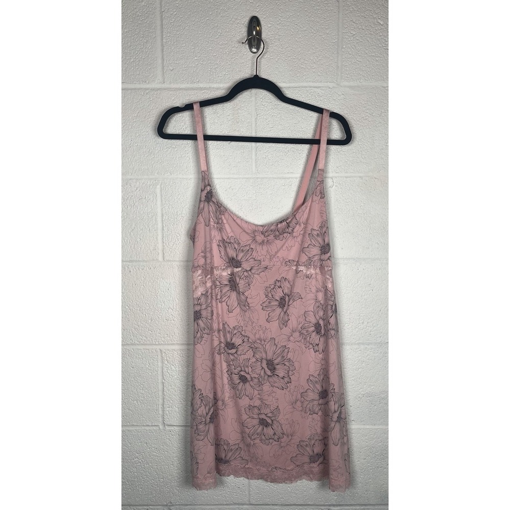 Victoria's Secret XL Pink Floral Lace Chemise Slip Nightgown Lingerie